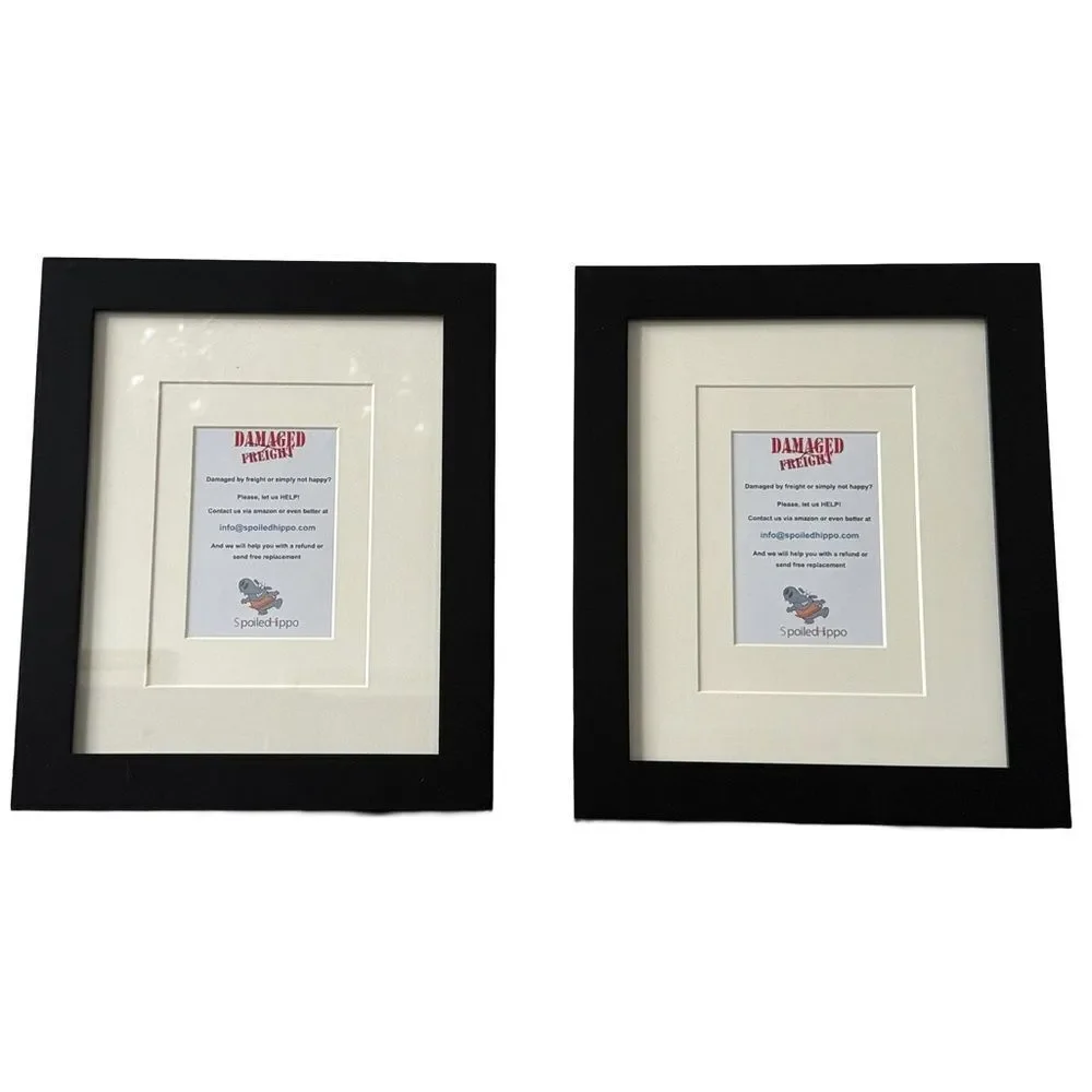 Set of 2 Black Wood Gallery Frames with Mats – 8x10 / 5x7 / 3x5